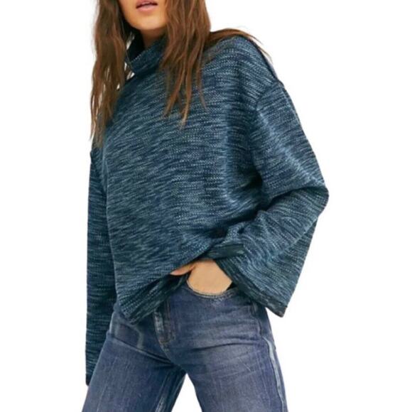 We The Free Sunny Days Relaxed Turtleneck Sweater Overboard Blue - Picture 1 of 9